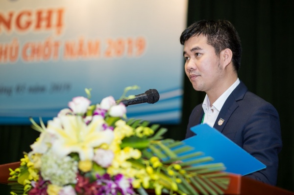 TS. Phạm Quý Giang – Chủ tịch Hội Sinh viên Học viện đọc diễn văn khai mạc Hội nghị