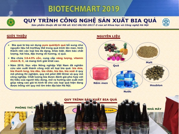 Sản phẩm bia quả do Học viện Nông nghiệp Việt Nam nghiên cứu